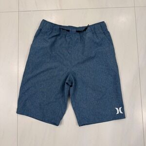 Hurley Boys Blue Heathered Swim Trunks Board Shorts Size L 12/13 Elastic Waist